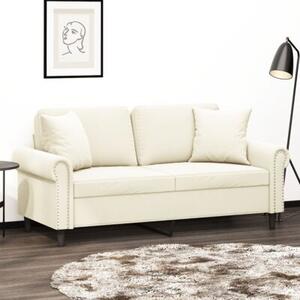 Sofa 2-osobowa z poduszkami, kremowa, 140 cm, aksamit