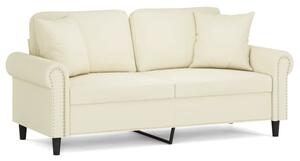 Sofa 2-osobowa z poduszkami, kremowa, 140 cm, aksamit