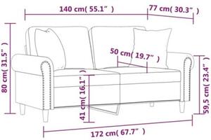 Sofa 2-osobowa z poduszkami, kremowa, 140 cm, aksamit