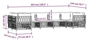 Zestaw Mebli Ogrodowych Komplet Wypoczynkowy Z Poduszkami 7-Częściowy Biały Metal Na Taras Balkon Ogród