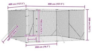 Kojec zewnętrzny dla psa, srebrny, 4x4x2 m, stal galwanizowana