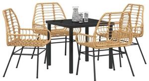 Zestaw Mebli Ogrodowych Komplet Jadalniany 5-Częściowy Brązowy Rattan Do Restauracji