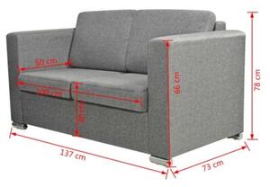 Osobowa 2 sofa tapicerowana jasnoszara