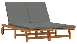Leżak 2-osoba brązowy 63 x 199 x 85 cm lite drewno akacji