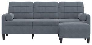 Sofa 3-osobowa z podnÃ³Å¼kiem, ciemnoszary, 180 cm, aksamit