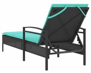 Leżak z poduszką czarny 63x200x81 cm polirattan (tylko w usa)