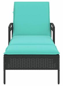 Leżak z poduszką czarny 63x200x81 cm polirattan (tylko w usa)