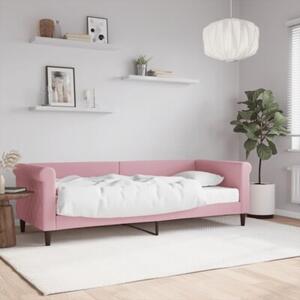 Sofa z materacem do spania, różowa, 80x200 cm, aksamit