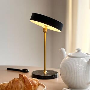 Dyberg Larsen Lampa stołowa design Moonlight, możliwość ściemniania, czarny, salon / jadalnia, kamień, design