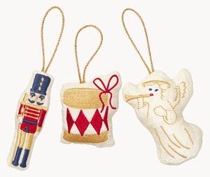 Ręcznie wykonany komplet ozdób choinkowych z bawełny Nutcracker, 3 elem
