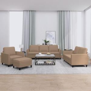 Sofa 4-osobowa z poduszkami, cappuccino, sztuczna skÃ³ra