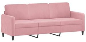 Sofa 3-osobowa z poduszkami, rÃ³Å¼owa, 180 cm, aksamit