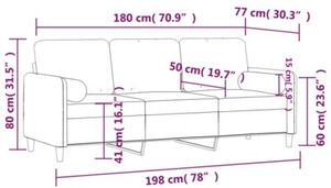 Sofa 3-osobowa z poduszkami, rÃ³Å¼owa, 180 cm, aksamit