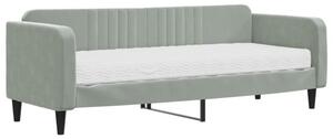 Sofa z materacem do spania, jasnoszara, 80x200 cm, aksamit