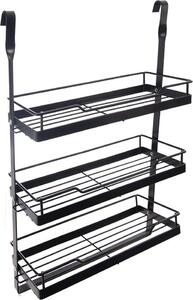 Półka kuchenna zawieszana na relingu metalowa czarna RADKA 32x11x46 cm