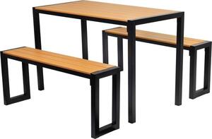 Zestaw mebli ogrodowych GARDIVA, stół 118 x 58 x 75,5 cm, 2 ławki 108 x 25 x 45 cm