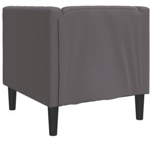 Fotel chesterfield, szary, tapicerowany sztucznÄ skÃ³rÄ