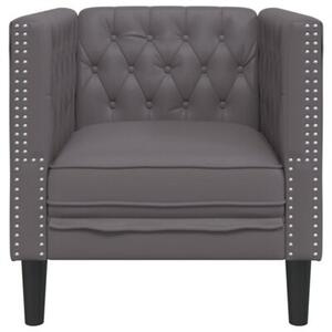 Fotel chesterfield, szary, tapicerowany sztucznÄ skÃ³rÄ