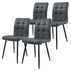 ML-Design krzesła do jadalni zestaw 4 sztuk antracytowe krzesło kuchenne sztuczna skóra krzesło do salonu oparcie tapicerowane krzesło metalowe nogi ergonomiczne krzesła kuchenne