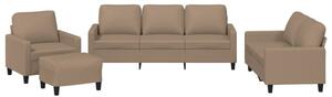 Sofa 4-osobowa z poduszkami, cappuccino, sztuczna skÃ³ra