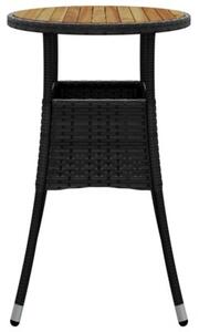 Stolik ogrodowy, Ø60x75 cm, akacja i rattan pe, czarny