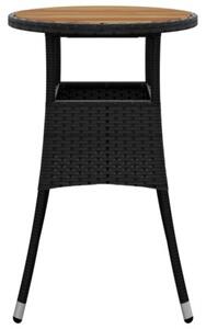 Stolik ogrodowy, Ø60x75 cm, akacja i rattan pe, czarny