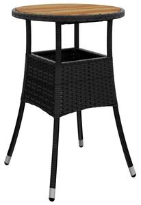 Stolik ogrodowy, Ø60x75 cm, akacja i rattan pe, czarny