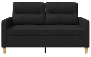 Sofa 2-osobowa, czarna, 120 cm, tapicerowana tkaninÄ