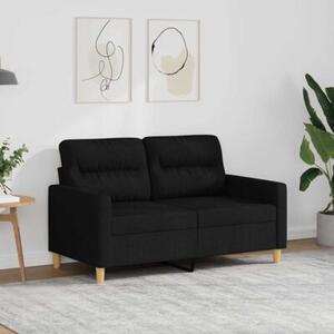 Sofa 2-osobowa, czarna, 120 cm, tapicerowana tkaninÄ