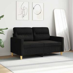 Sofa 2-osobowa, czarna, 120 cm, tapicerowana tkaninÄ