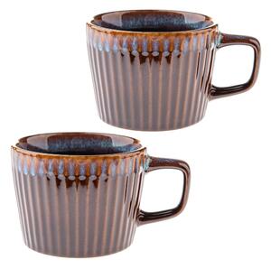 Niebieskie/brązowe kamionkowe kubki zestaw 2 szt. do cappuccino 190 ml Tone – Dakls