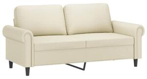 Sofa 2-osobowa z poduszkami, kremowa, 140 cm, sztuczna skÃ³ra
