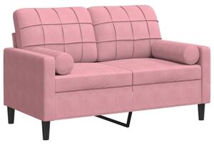 Sofa 2-osobowa z poduszkami, rÃ³Å¼owa, 120 cm, aksamit