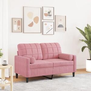 Sofa 2-osobowa z poduszkami, rÃ³Å¼owa, 120 cm, aksamit