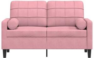Sofa 2-osobowa z poduszkami, rÃ³Å¼owa, 120 cm, aksamit