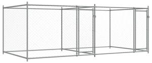 Klatka dla psa, z drzwiami, szara, 4x2x1,5 m, stal