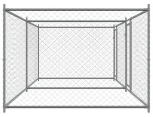 Klatka dla psa, z drzwiami, szara, 4x2x1,5 m, stal