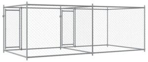 Klatka dla psa, z drzwiami, szara, 4x2x1,5 m, stal
