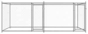 Klatka dla psa, z drzwiami, szara, 4x2x1,5 m, stal