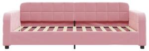 Sofa z materacem do spania, różowa, 100x200 cm, aksamit