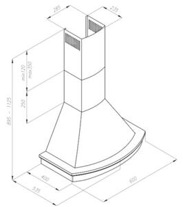 Okap VDB Royal V 60 Krem Niebarwiony 650m3/h 71dB klasa B