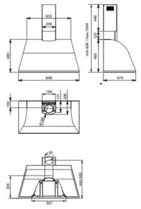 Okap FALMEC Ginevra Boston 90 Antracytowy 480m3/h 65dB klasa C