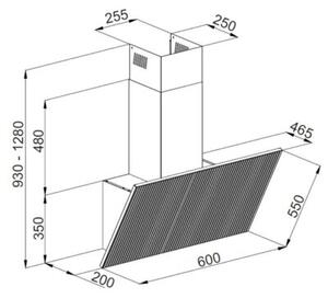 Okap VDB Evolution 60 Czarny 740m3/h 58dB klasa A++