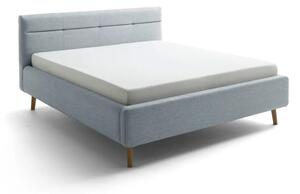 Szaroniebieskie tapicerowane łóżko dwuosobowe ze schowkiem ze stelażem 180x200 cm Lotte – Meise Möbel
