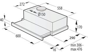 Okap GORENJE TH62E3X 350m3/h 67dB klasa C