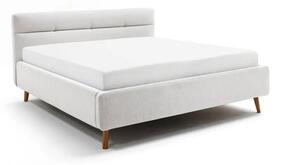 Jasnoszare tapicerowane łóżko dwuosobowe ze schowkiem ze stelażem 180x200 cm Lotte – Meise Möbel
