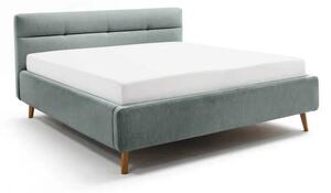 Jasnoniebieskie tapicerowane łóżko dwuosobowe ze schowkiem ze stelażem 180x200 cm Lotte – Meise Möbel