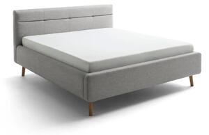 Szare tapicerowane łóżko dwuosobowe ze schowkiem ze stelażem 160x200 cm Lotte – Meise Möbel