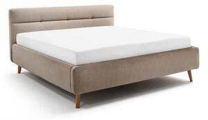 Beżowe tapicerowane łóżko dwuosobowe ze schowkiem ze stelażem 160x200 cm Lotte – Meise Möbel