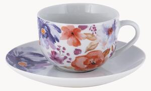 Komplet filiżanek ze spodkiem z porcelany Peony, 4 elem